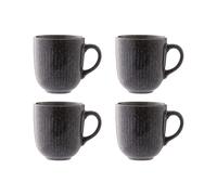 Set of 4 Reactive Linear Mugs black