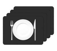 Set of 4 Rectangular Placemats Waterproof Washable Heat Resistant PVC Placemats 4 x 2 x 30 cm (Black)