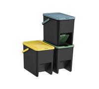 Set of 4 Recycling Bins for Kitchen, Yellow + Blue + Green / 3 x 20 L
