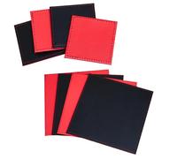 Set of 4 Red/Black Reversible Faux Leather Placemats & Coasters Square Dining
