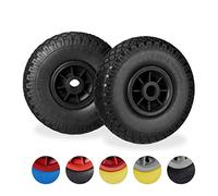 Set of 4 Relaxdays Hand Truck Spare Tyres, Flatproof, 3.00-4 Solid Rubber, 25mm Axle, 80kg, 260 x 85 mm, Black