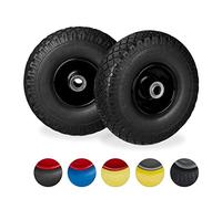 Set of 4 Relaxdays Hand Truck Tyres, Non-Flat Solid Rubber Wheels, 3.00-4”, 20mm Axle, 100 kg, 260x85mm, Black