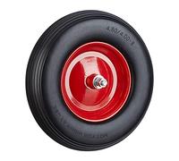Set of 4 Relaxdays Solid Rubber Wheelbarrow Tyres with Axle, 4.80 4.00-8, 100 kg Capacity, Flat-Free, Black/Red