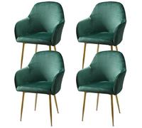 Set of 4 Removable Velvet Chair Covers - Soft High-Back Dining Room Slipcovers in Rotatable Green - Stylish Seat Protectors for Easy Care and Comfort