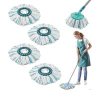 Set of 4 Replacement Heads Compatible with Leifheit Clean Twist Disc Mop Micro Set, 2-Fibre System Compatible with Round Floor Mop, Compatib