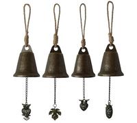 Set of 4 retro copper bells with antique style owls and leaves - an elegant bell that stands out for Christmas decorations and weddings | Bags of