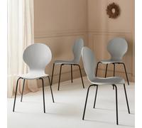 Set Of 4 Retro Wooden Stacking Chairs Grey - Sweeek