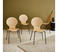 Set Of 4 Retro Wooden Stacking Chairs Natural - Sweeek