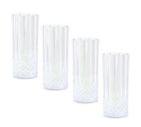 Set of 4 Reusable Embossed Plastic High Ball Tumbler Glasses Outdoor Drinkware