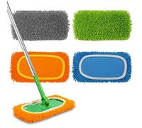 Set of 4 Reusable Microfiber Mop Pads Compatible with Swiffer Sweeper, Dry Sweeping Cloths, Washable Wet Mopping Cloth Refills for Floor Cleaning (Mop is Not Included) (Multicolor 2, 4 Pack)