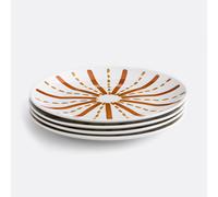 Set of 4 Riveri Stoneware Dinner Plates Orange/Yellow