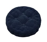 Set of 4 Round Chair Cushions - 7cm Thick Soft and Comfortable - Indoor/Outdoor Use for Dining Office Garden Kitchen - 48x48cm Dark Blue Color