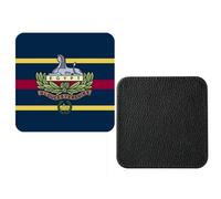 Set Of 4 Royal Gloucestershire Regiment Remembrance Poppy Military synthetic Leather Square Coasters And Gift Box