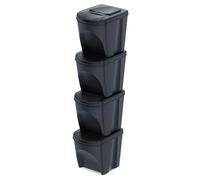 Set of 4 Rubbish Bins, Waste Separation System, Rubbish sorter, Sorting Box, Plastic, Anthracite, 39.2 x 29.3 x 33 cm