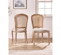 Set of 4 Rustic Vintage Loire Solid Wood Frame Home Furniture Rattan Back Dining Chairs Dibor Grey One Size