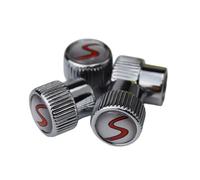 (Set of 4) S Metal Auto Tire Valve Stem Cap Cover with Resin S Emblem Covers Trim for Mini Cooper S Countryman S Clubman S JCW 36110429652