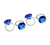 Set Of 4 Sapphire Diamante Napkin Rings Chrome Finish Durable For Dining Table