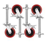 Set of 4 Scaffolding Wheels with Brake Scaffold Tower Casters Adjustable legs 6 inch Heavy Duty Locking Rubber Wheel for(6 inch)