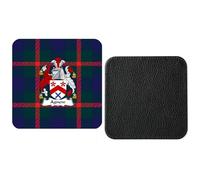 Set Of 4 Scotland Scottish Agnew Coat Of Arms Clan synthetic Leather Square Coasters And Gift Box