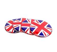 Set of 4 Self Adhesive Union Jack/UK Flag Wheel Centre Trim Caps Sticker Decal Badge Emblem (Red, 56mm)
