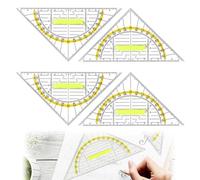 Set of 4 Set Square with Handle, Set Square, Small Triangle Ruler, Set Square Primary School for Students, Draftsmen and Model Makers