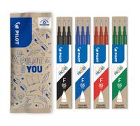 - Set of 4 sets of 3 Refills, FriXion Ball 0.5, Erasable Roller-ball Pen Refills - Blue, Black, Green, Red - Fine Tip