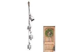 Set of 4 Shabby Chic Bells for Door - Large Cow Bells | Christmas Tree Decorations Bells | Lucky Hangable Cow Bells a Rope | Country Style Rustic for Christmas Decorations