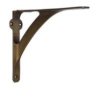 [Set of 4] Shelf Brackets for 6", 8", 10" Shelves - Antique Brass Finish - 7.88" x 5.88" - Heavy Duty Brass Shelf Bracket - L Brackets for Wall Shelves - Easy to Install - Hardware Included