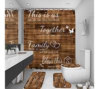 Set of 4 Shower Curtains with Non-Slip Mats