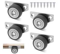 Set of 4 Side Mount Casters, 1.25 Inch Small Rubber Caster Wheels 140lbs Load Capacity Low Profile Mini Casters Non Swivel No Noise Caster Wheels with Screw for Home Office Furniture Appliance