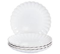 Set of 4 Side Plates NETTLE Stoneware White