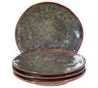 Set of 4 Side Plates THYME Stoneware Dark Green