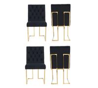 Set of 4 Siena Luxury Tufted Velvet Dining Chairs with Gold Frame Life Interiors Black One Size
