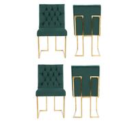 Set of 4 Siena Luxury Tufted Velvet Dining Chairs with Gold Frame Life Interiors Green One Size