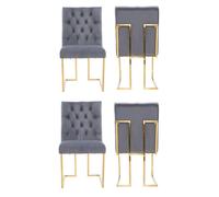 Set of 4 Siena Luxury Tufted Velvet Dining Chairs with Gold Frame Life Interiors Grey One Size