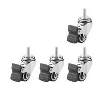 Set of 4 Silent 1" Castor Wheels with Brakes - Mini Caster Wheels for Carts, No Floor Marks, M6x15mm Type 2 Profile, Durable Small Casters for Smooth Mobility