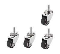 Set of 4 Silent 1" Castor Wheels with Brakes - Mini Caster Wheels for Carts, No Floor Marks, M8x20mm Type 1, Durable Profile Casters for Smooth Mobility