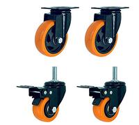 Set of 4 Silent PVC Swivel Casters, Heavy-Duty Furniture Wheels with Brake, Industrial Grade, 1.5/2/3/4 Inch, Maximum Load 360 kg, Perfect for Home and Office Use
