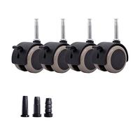 Set of 4 Silent Rubber Swivel Crib Wheels with Brakes, 2" Heavy-Duty Furniture Casters, Baby Crib Accessories, 265lb Capacity, Double Wheel, M8x38mm Plunger Stem