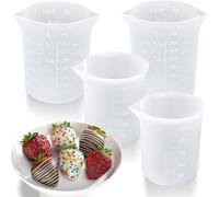 Set of 4 Silicone Measuring Cups with Scale Small Silicone Measuring Cup Casting Powder Non-Stick Mixing Cup for Liquid Soap, Washing Liquid Cleaning, Silicone Cup for DIY Craft Epoxy Casting Moulds
