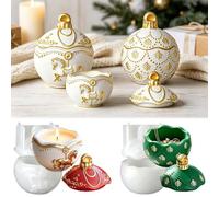 Set of 4 Silicone Moulds Christmas Bauble Storage Box Wisirent Casting | Silicone moulds storage set, 3D relief Christmas bauble mould with lid, DIY jewellery box decorative container for Christmas