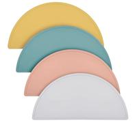 Set of 4 Silicone Placemats - 46 x 23 cm Silicone Mat Dining Table Mat, Children's Place Mat, Non-Slip, Washable, Semicircle Design, Multifunctional Silicone Mat for Place Mats Crafts Table Mat