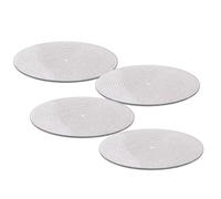 Set of 4 Silver Glitter Candle Plates, 15 cm Mirrored Glass Candle Tray | Silver glitter candle plate, Round glass candle tray, Mirrored display base, 15 cm candle stand, Protective surface pads