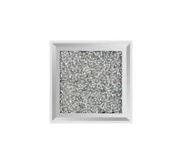 Set of 4 Silver Mirrored Crystal Glass Coasters with Crystal Center Sparkle