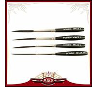 Set of 4 Sizes 00-2 Series Bobbo-Mack Super Quad 4 Action Scroll Pinstriper Brushes Blue Squirrel & Black Synthetic Hair by Andrew Mack Brush