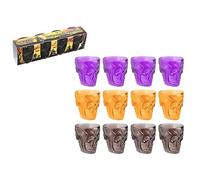 Set of 4 Skull Head Halloween Plastic Drinking Shot Glasses for Fun Party