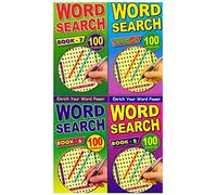 Set of 4 Slim Word Search Puzzle Books Bumper 112 Pages Adults Brain Games