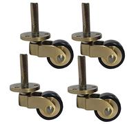 Set of 4 Small Antique Swivel Castor Wheels, Solid Polished Brass Furniture Casters with Screws - Replacement for Furniture, Load 150kg (C)