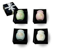 Set of 4 Small Ceramic Keepsake Urns for Ashes, Mini Decorative Tree of Life Urn for Adult Human Male Female Man Women Pet Dog Cat Remains with Gift Box