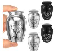 Set of 4 Small Keepsake Urns for Human Ashes Aluminium Alloy Tree of Life Mini Cremation Urns Ashes Funeral Memorial Ash Holder with Secure Screw Lid for Family Loved Ones Pet Dog Cat(4 Pcs A)
